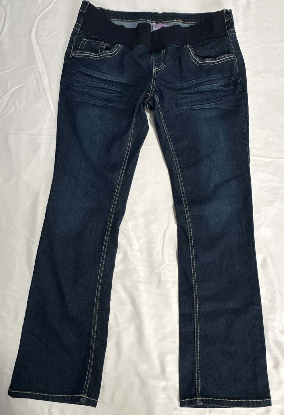 New Recruit Maternity Jeans Size XL Dark Blue Denim Flap Back Pockets